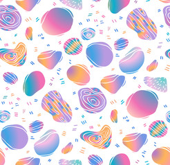 Chaotic Colorful Gradient Spots. Vector background. Abstract vector pattern for fabric print. Unusual seamless pattern. - 300956335