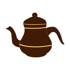 Dark brown tea pot on white backdrop