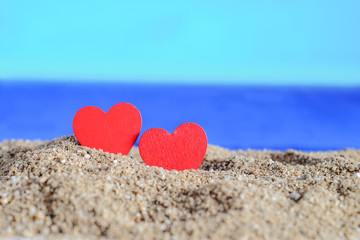 Heart sign on sea beach,love concept.