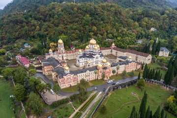 Fototapeta na wymiar New Athos Monastery. Aerial. Akhali Atoni, Abkhazia
