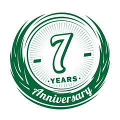 Seven years anniversary celebration logotype. 7th anniversary logo. Vector and illustration.