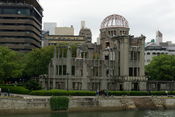 Hiroshima Peace Memorial (Genbaku Dome) on a rainy day