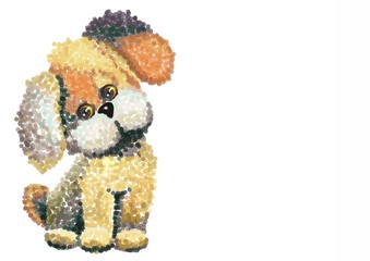 Cute fun dog. Illustration for poster, postcards, greetings.