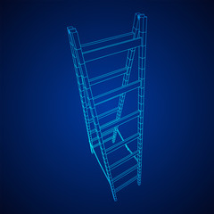 Step ladder. Wireframe low poly mesh vector illustration