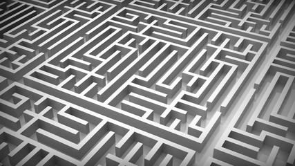Gray labyrinth maze. 3D Illustration