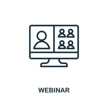 Webinar icon outline style. Thin line creative Webinar icon for logo, graphic design and more