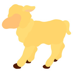 yellow silhouette of a standing fluffy lamb