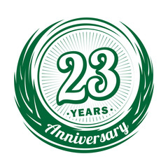 Twenty-three years anniversary celebration logotype. 23rd anniversary logo. Vector and illustration.