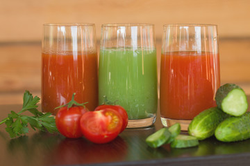 tomato and cucumber vegan juice healthy food.