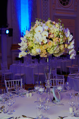 flowers on table in wedding day