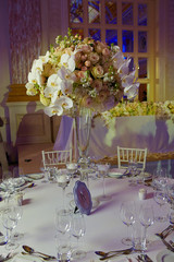 flowers on table in wedding day