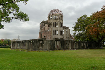 Hiroshima Peace Memorial (Genbaku Dome) on a rainy day