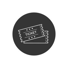 Ticket line vector icon. White illustration isolated on gray for graphic and web