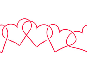 endless chain of hand drawn hearts. banner for valentines day decor