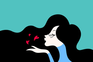 Girl kiss black hair