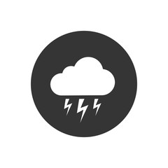 White Storm icon isolated on grey background. Cloud and lightning sign. Weather icon of storm. Vector