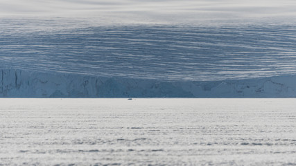 Glacier front and sea ice in the arctic Svalbard