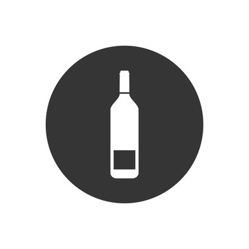 Wine bottle icon on gray. Vector