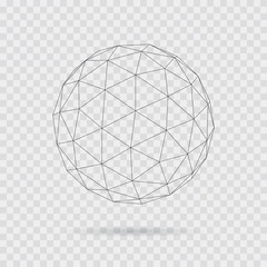 Vector globe. Abstract geometric background. Wire effect geometric 3d sphere. Abstract creative graphic for web and science.