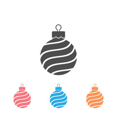 Christmas ball icon set on white.