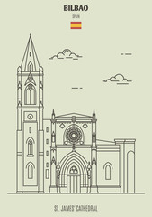 Fototapeta premium St. James' Cathedral in Bilbao, Spain. Landmark icon