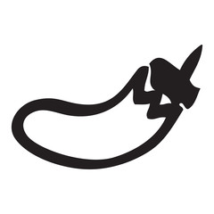 Black and white simple thick lined eggplant on white