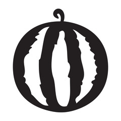 Black and white thick lined watermelon on white