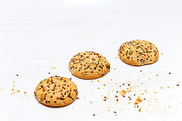 cookies with whole seeds on a white background