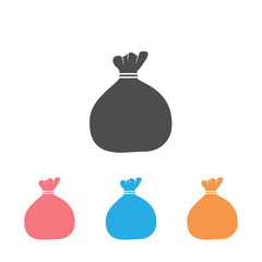 Money Bag Icon Set. Vector illustration flat style