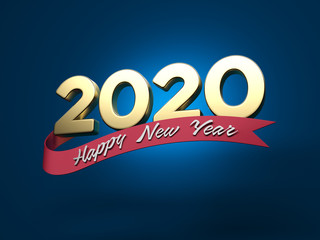 New Year 2020 Creative Design Concept - 3D Rendered Image	
