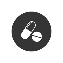 Pill icon on gray. Vector flat style