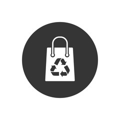 Recycling bag icon on gray. Vector flat style