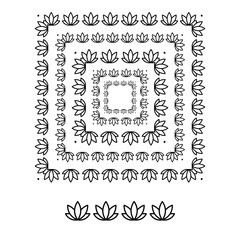 flower brushs patterns in a square line black shape design vector graphic art