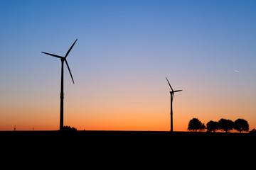 wind turbines and sunset