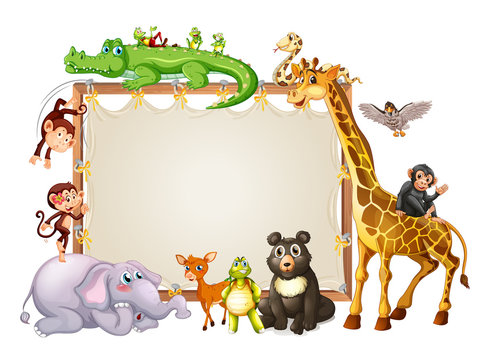 Border template with cute animals