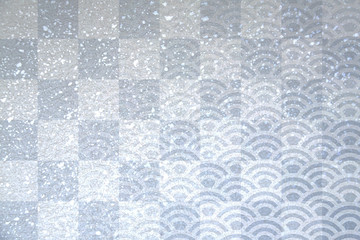 格子と波模様の和風背景