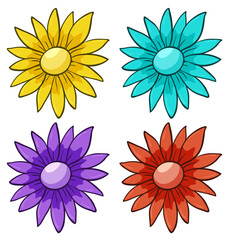 Isolated set of flowers