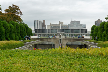 Hiroshima Peace Memorial (Genbaku Dome) on a rainy day