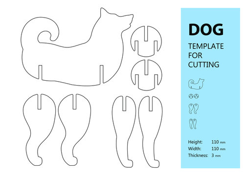 Template for laser cutting, wood carving, paper cut. Silhouette of Dog. Vector illustration
