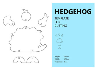 Template for laser cutting, wood carving, paper cut. Silhouette of hedgehog. Vector illustration