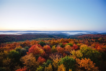 New Hampshire Fall Forest Foliage at Sunrise