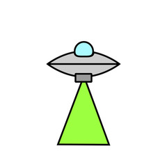 vector icon with UFO shape abducting
