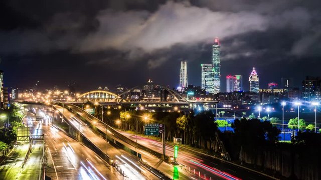 TAIPEI 101 NIGHT Beautiful scenery of the streets of Xinyi District, Taipei, Taiwan