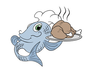 chef fish illustration