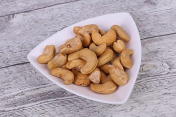 Cashew nuts heap in the bowl