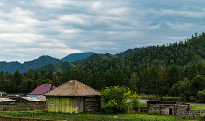 Background image of a mountain landscape. Russia, Siberia, Altai