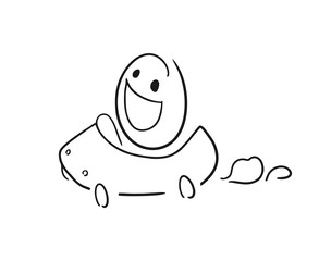 happy man driving car