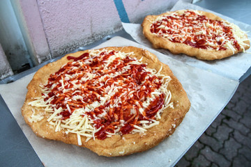 The typical street food from middle Europe (Hungary, Czech Republic or Slovakia) called 