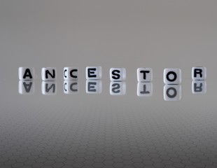 The concept of ancestor represented by black and white plastic letter cubes