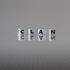 The concept of clan represented by wooden letter tiles